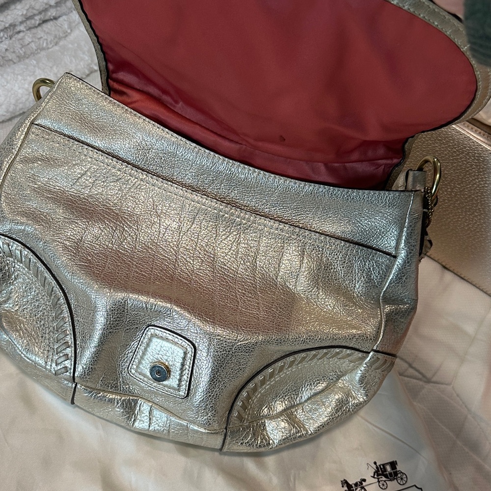 Coach Metallic warm golden silver Shoulder Bag - Picture 5 of 11